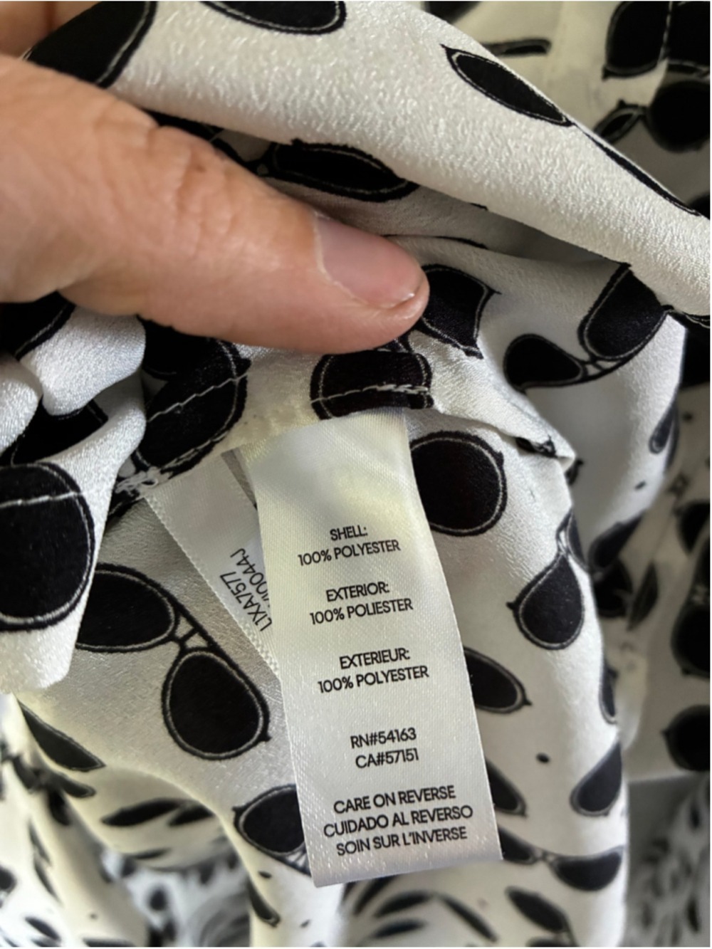 KARL LAGERFELD PARIS White Black Sunglasses Button Down Shirt Large - Picture 4 of 6